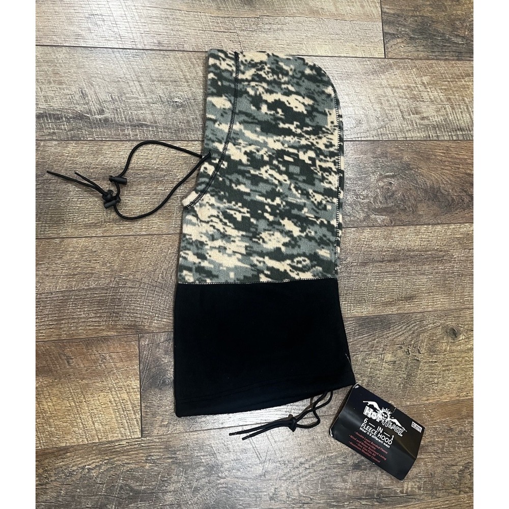 NWT Hot Headz 6 In 1 Fleece Hood‎ Digital Camo Adjustable Hunting Techwear